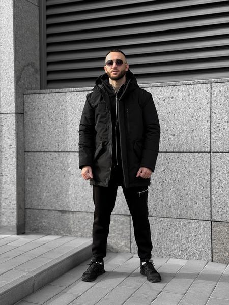 Зимова чоловіча подовжена куртка парка Gard на пуху чорна тепла довга курточка S RD411-S фото